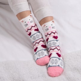 Totes Isotoner Novelty Super Soft Slipper Socks Cat (3403HCAT)