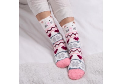 Totes Isotoner Novelty Super Soft Slipper Socks Cat (3403HCAT)