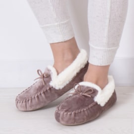 Totes Isotoner Velour Moccasin Slipper Mink Medium (3430JMNKM)