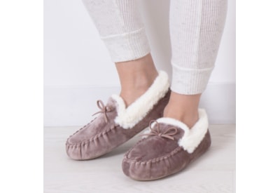 Totes Isotoner Velour Moccasin Slipper Mink Medium (3430JMNKM)