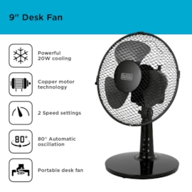 Black & Decker 9" Desk Fan With copper Motor (BXFD52003GB)