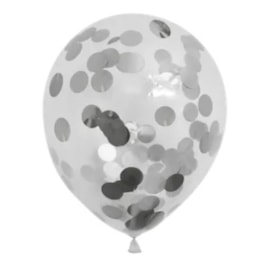 Globos Pre-loaded Silver Confetti Balloons 6s (CB01S)