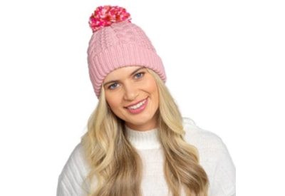 Ladies Cable Hat w Pom Poms (GL1180)