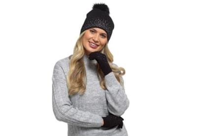 Ladies Hat w Pom Pom & Glove Set (GL1207)