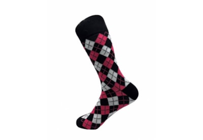 Eco Chic Black Argyle Bamboo Socks 6-11 (SKL01BK)