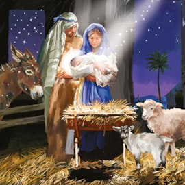 Ling Design Nativity Scenes Lg Deluxe Cards 12's (LXDR0005)