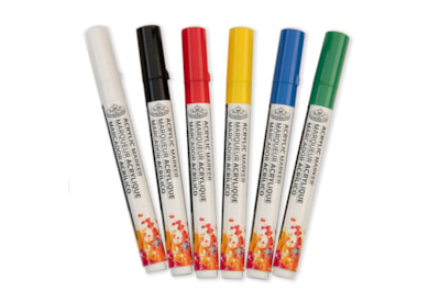 Royal Brush 6pc 2mm Primary Acrylic Paint Marker Set (MARK-2721)