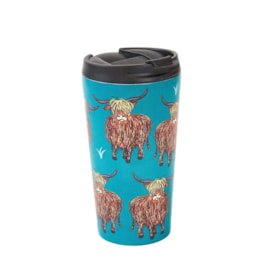 Eco Chic Teal Highland Cow Thermal Coffee Cup (N05)