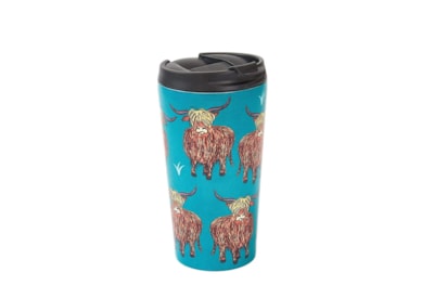 Eco Chic Teal Highland Cow Thermal Coffee Cup (N05)