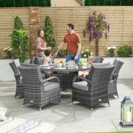 Nova Olivia 6 Seat Dining Set & Ice Bucket 1.35m Round Table Grey