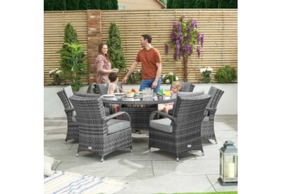 Nova Olivia 6 Seat Dining Set & Ice Bucket 1.35m Round Table Grey