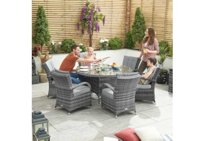 Nova Olivia 6 Seat Dining Set & Ice Bucket 1.35m Round Table Grey