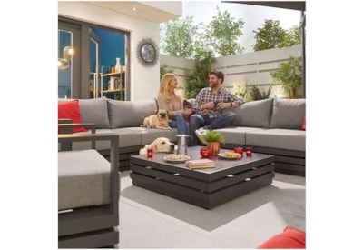 Nova San Marino Aluminium Corner Sofa & Coffee Table & Armchair Grey Frame