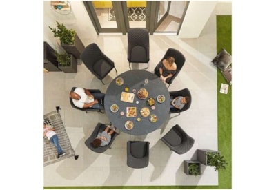 Nova Genoa Fabric 8 Seat Round Dining Set Dark Grey