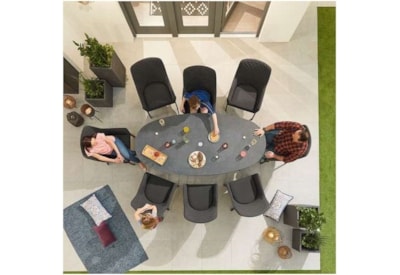 Nova Genoa Fabric 8 Seat Oval Dining Set Dark Grey