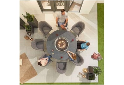 Nova Edge Fabric 8 Seat Round Dining Set & Firepit Light Grey