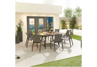 Nova Roma 8 Seat Round Dining Set Grey