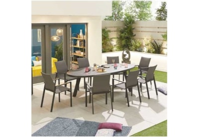 Nova Roma 8 Seat Oval Dining Set Grey