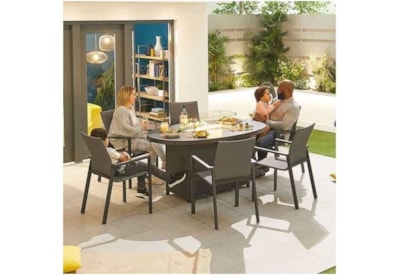 Nova Roma 6 Seat Oval Dining Set & Firepit Grey