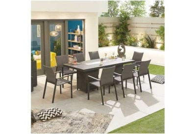 Nova Roma 8 Rectangular Dining Set & Firepit Grey