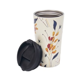 Eco Chic Beige Flowers Thermal Coffee Cup (N34)