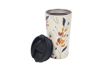 Eco Chic Beige Flowers Thermal Coffee Cup (N34)