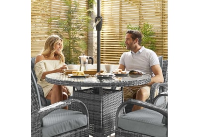 Nova Olivia 4 Seat Dining Set 1.05m Round Table Grey