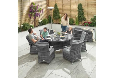 Nova Olivia 6 Seat Dining Set 1.3m Round Table Grey