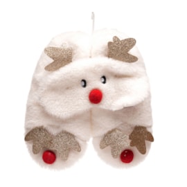 Ladies Xmas Faux Fur Slipper Socks w 3d Sleep Mask (SK1137)