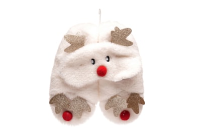 Ladies Xmas Faux Fur Slipper Socks w 3d Sleep Mask (SK1137)