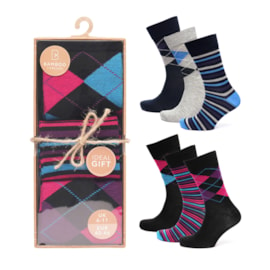 Mens 3pk Bamboo Argyle Socks In Gift Box (SK1139)