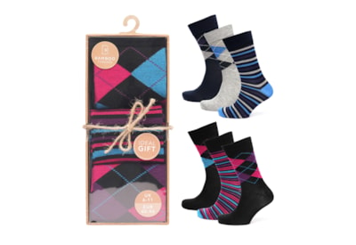 Mens 3pk Bamboo Argyle Socks In Gift Box (SK1139)