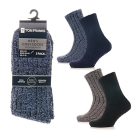 Mens 2pk Drop Needle Cosy Socks With Gripper (SK1248)