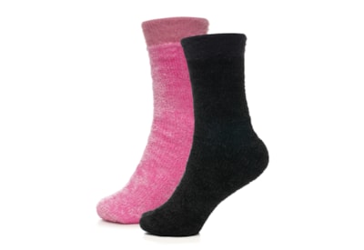 Ladies 2pk Chenille Velvet Socks (SK1250)