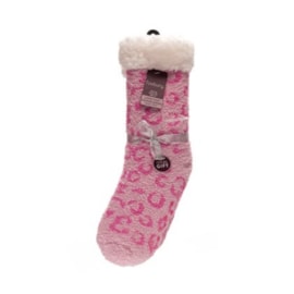 Ladies Animal Print Cosy Slipper Socks (SK1259)