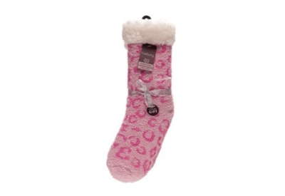 Ladies Animal Print Cosy Slipper Socks (SK1259)