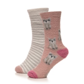 Ladies 2pk Novelty Brushed Chenille Socks (SK1273)