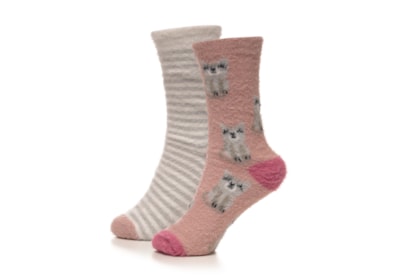 Ladies 2pk Novelty Brushed Chenille Socks (SK1273)