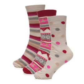 Ladies 3pk Patterned Thermal Socks (SK1282)