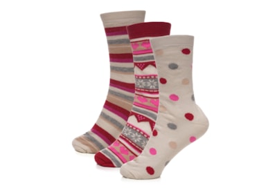 Ladies 3pk Patterned Thermal Socks (SK1282)