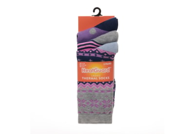 Ladies 3pk Patterned Thermal Socks (SK1282)