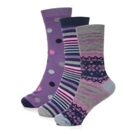 Ladies 3pk Patterned Thermal Socks (SK1282)