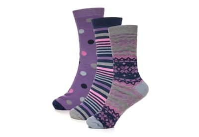 Ladies 3pk Patterned Thermal Socks (SK1282)