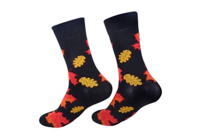 Eco Chic Black Leaves Bamboo Socks 4-8 (SK22BK)