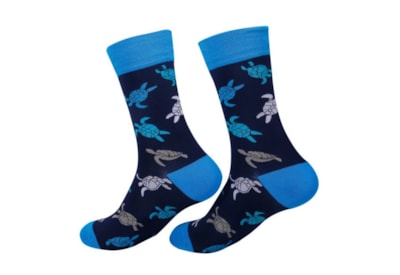 Eco Chic Navy Turtle Bamboo Socks 4-8 (SK23NY)