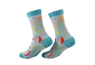 Eco Chic Blue Lush Floral Bamboo Socks 4-8 (SK82BU)