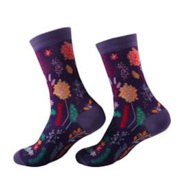 Eco Chic Purple Lush Floral Bamboo Socks 4-8 (SK82PP)