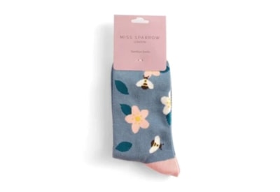 Miss Sparrow Bees & Flowers Socks Denim (SKS415DENIM)