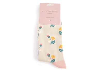 Miss Sparrow Mini Floral Socks Silver (SKS433SILVER)