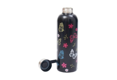 Eco Chic Black Monarch Butterflies Thermal Bottle (T42)